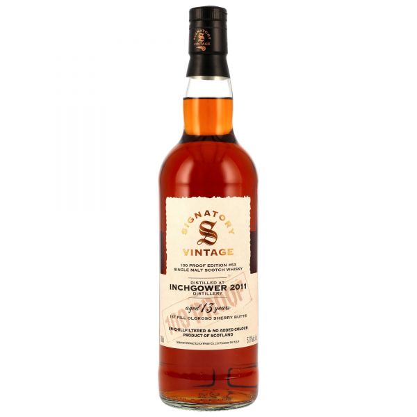 Inchgower 2011/2025 1st Fill Oloroso Sherry Signatory Vintage 100 Proof #53 57,1% vol.