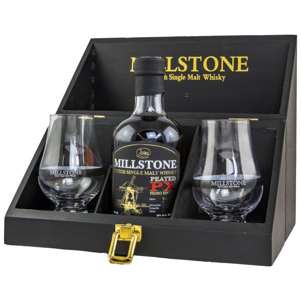 Millstone 6 Jahre Peated PX Cask Geschenkset mit 2 Glencairn