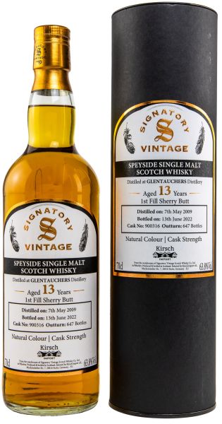 Glentauchers 2009/2022 Sherry Cask Signatory Vintage Cask Strength for Germany 63,8% vol.