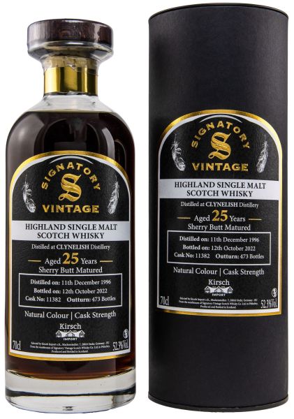 Clynelish 25 Jahre 1996/2022 Sherry Cask Signatory Vintage Ibisco Decanter #11382 52,3% vol.