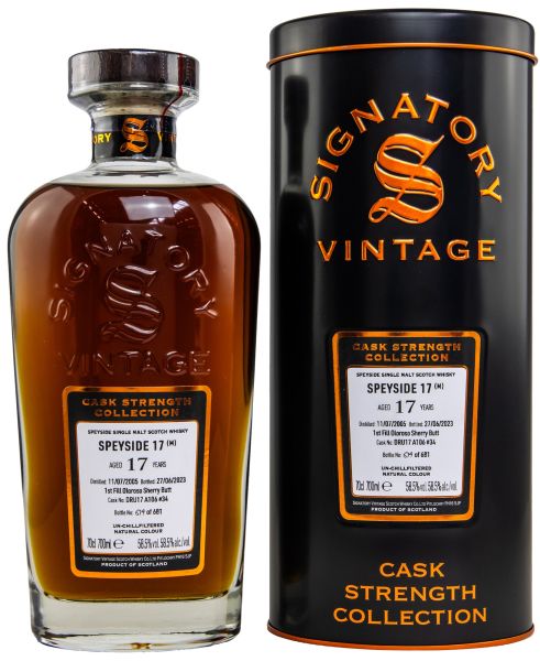 Speyside (M) 17 Jahre 2005/2023 Sherry Cask Signatory Cask Strength Collection #34 58,5% vol.