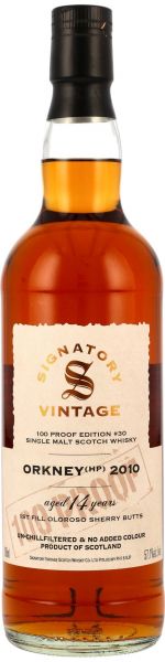 Orkney (HP) 2010/2024 Peated 1st Fill Oloroso Cask Signatory Vintage 100 Proof #30 57,1% vol.