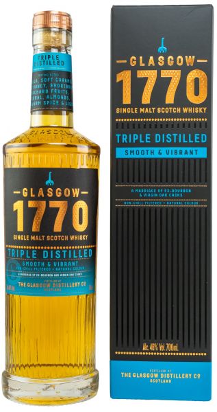 Glasgow Distillery 1770 Triple Distilled Smooth &amp; Vibrant 46% vol.