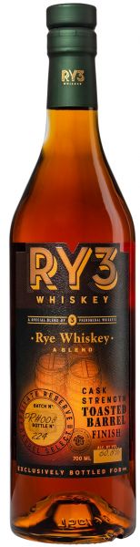 Ry3 Blended Rye Whiskey Toasted Barrel Finish Cask Strength 60,8% vol.