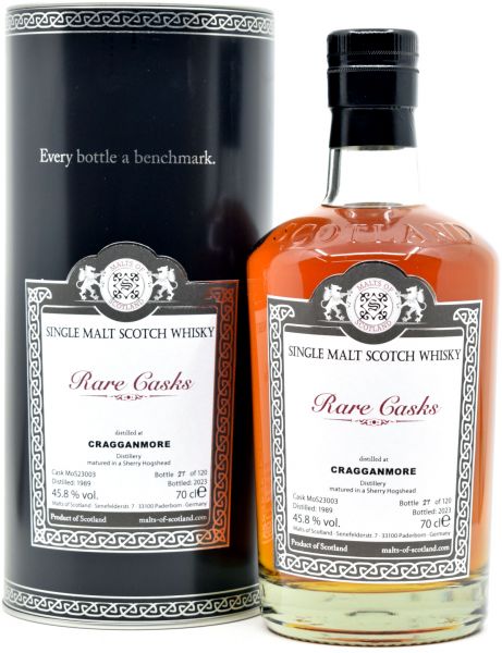 Cragganmore 34 Jahre 1989/2023 Sherry Cask Malts of Scotland Rare Cask Range 45,8% vol.