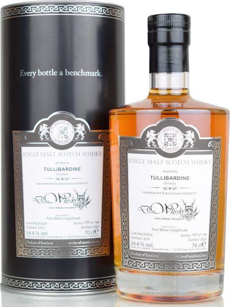 Tullibardine 10 Jahre 2010/2020 Port Cask Malts of Scotland for deinwhisky.de 54,4% vol.