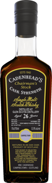 Glen Scotia 26 Jahre 1999/2025 PX Sherry Cask Cadenhead Chairman&#039;s Stock 52,8% vol.