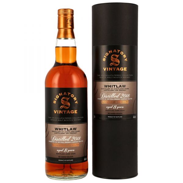 Whitlaw 2018/2026 1st Fill PX Sherry Signatory Vintage Un-Chillfiltered 46% vol.