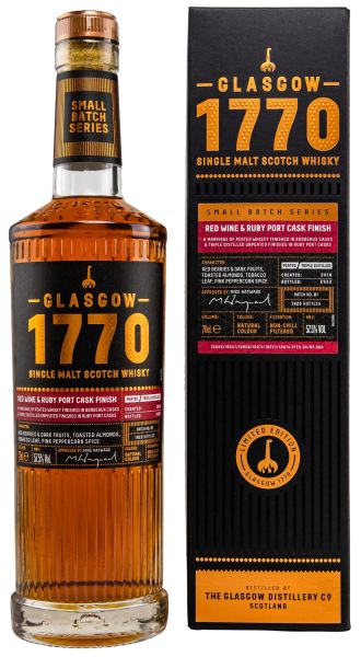 Glasgow Distillery 1770 2018/2022 Red Wine & Ruby Port Cask Finish 57,5% vol.