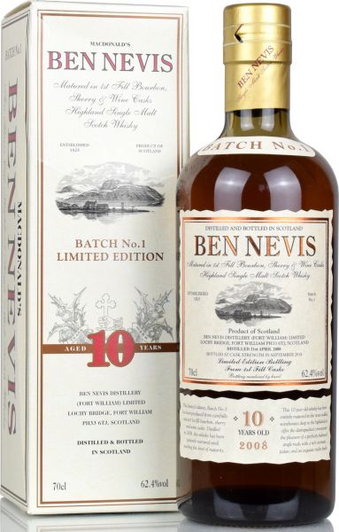 Ben Nevis 10 Jahre 2008/2018 Cask Strength Batch #1 62,4% vol.