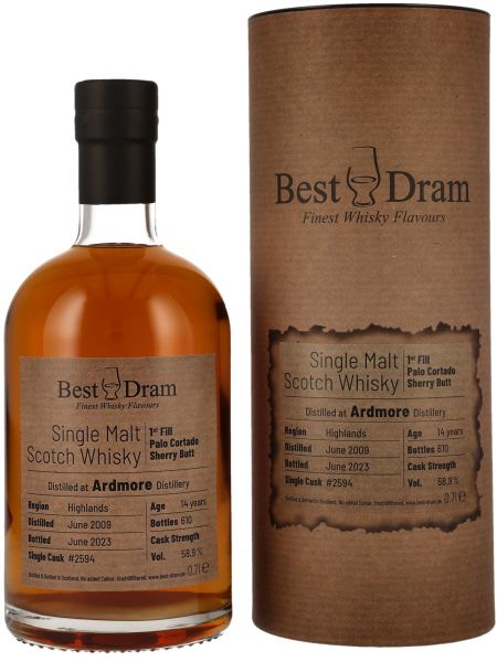 Ardmore 14 Jahre 2009/2023 Palo Cortado Sherry Cask Best Dram 58,9% vol.