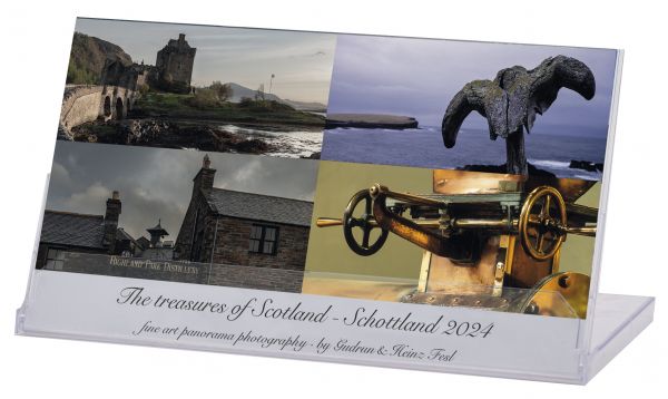 Tischkalender „The treasues of Scotland - 2024" in CD-Box