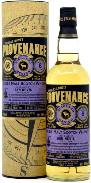 Ben Nevis 8 Jahre 2012/2021 Provenance Douglas Laing for germany 48% vol.