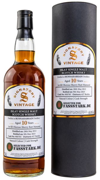 Bunnahabhain 2012/2023 Sherry Cask Signatory Vintage Cask Strength for fassstark.de 65% vol.