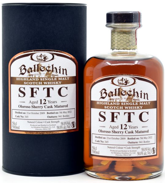 Ballechin 12 Jahre 2009/2022 Sherry Cask Straight from the Cask #345 58% vol.