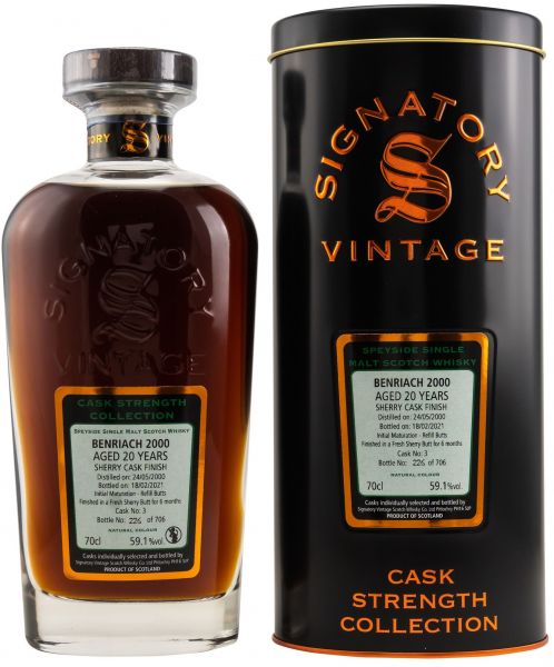 Benriach 20 Jahre 2000/2021 Sherry Cask Signatory Vintage Cask Strength Collection 59,1% vol.