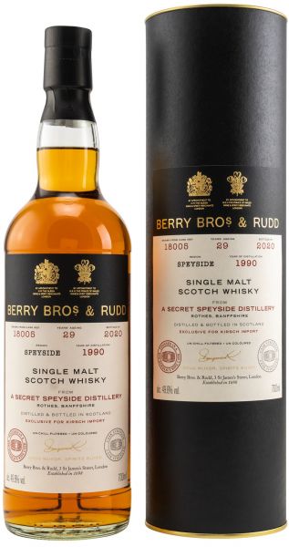 Secret Speyside 29 Jahre 1990/2020 Sherry & Bordeaux Cask Berry Bros. & Rudd #18005 49,6% vol.