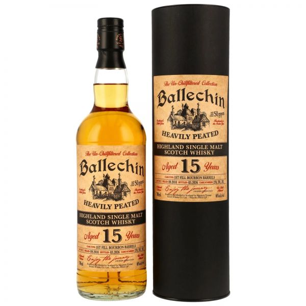 Ballechin 15 Jahre 2010/2026 Heavily Peated 1st Fill Bourbon Barrels Signatory Un-Chillfiltered Coll