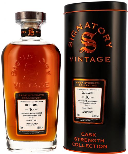 Dailuaine 16 Jahre 2008/2025 1st Fill Oloroso Signatory Cask Strength #1 56,8% vol.