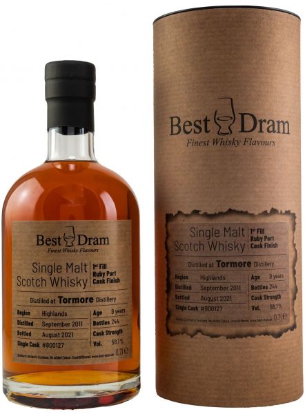 Tormore 9 Jahre 2011/2021 1st Fill Ruby Port Best Dram 58,1% vol.