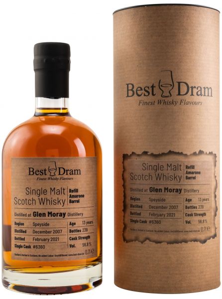 Glen Moray 13 Jahre 2007/2021 Amarone Cask Best Dram 56,8% vol.